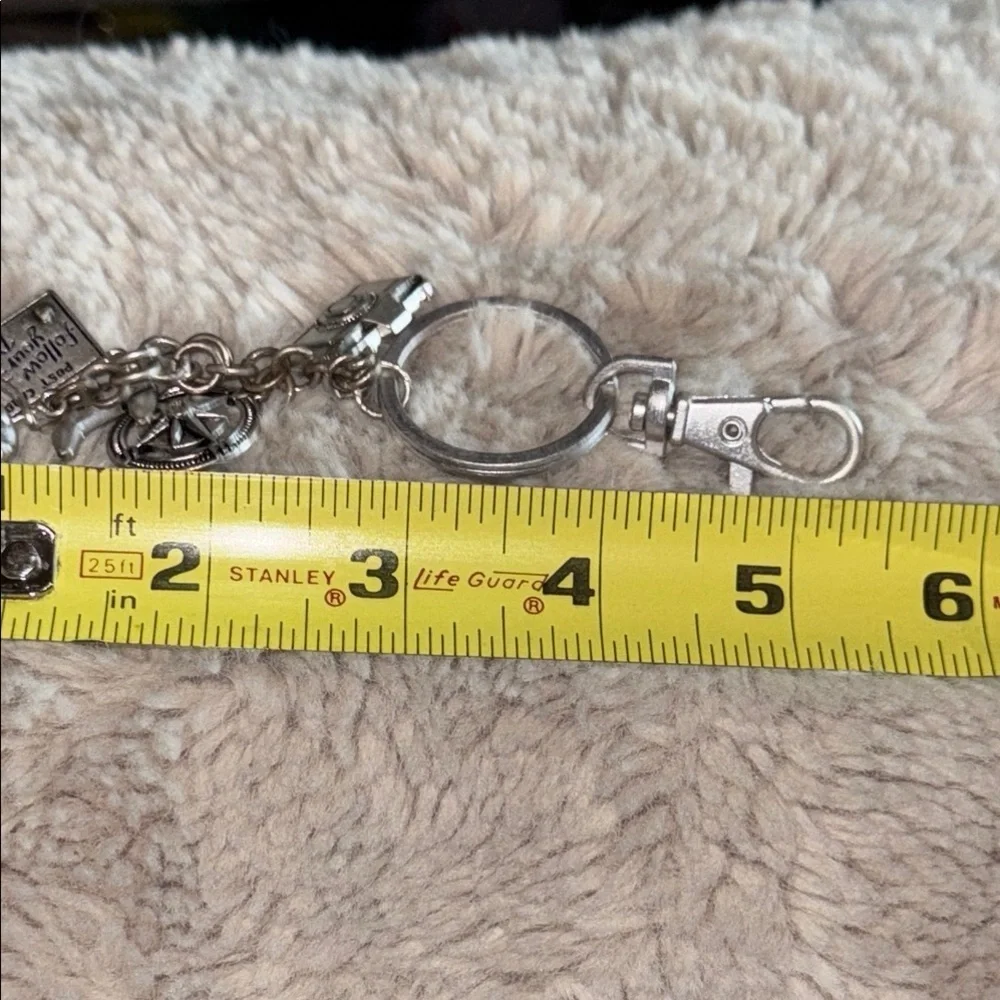 Silver Charm Keychain with Camera and Globe